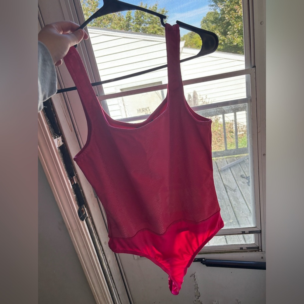 Size L womens Just...Taylor Vibrant Pink Top bodysuit